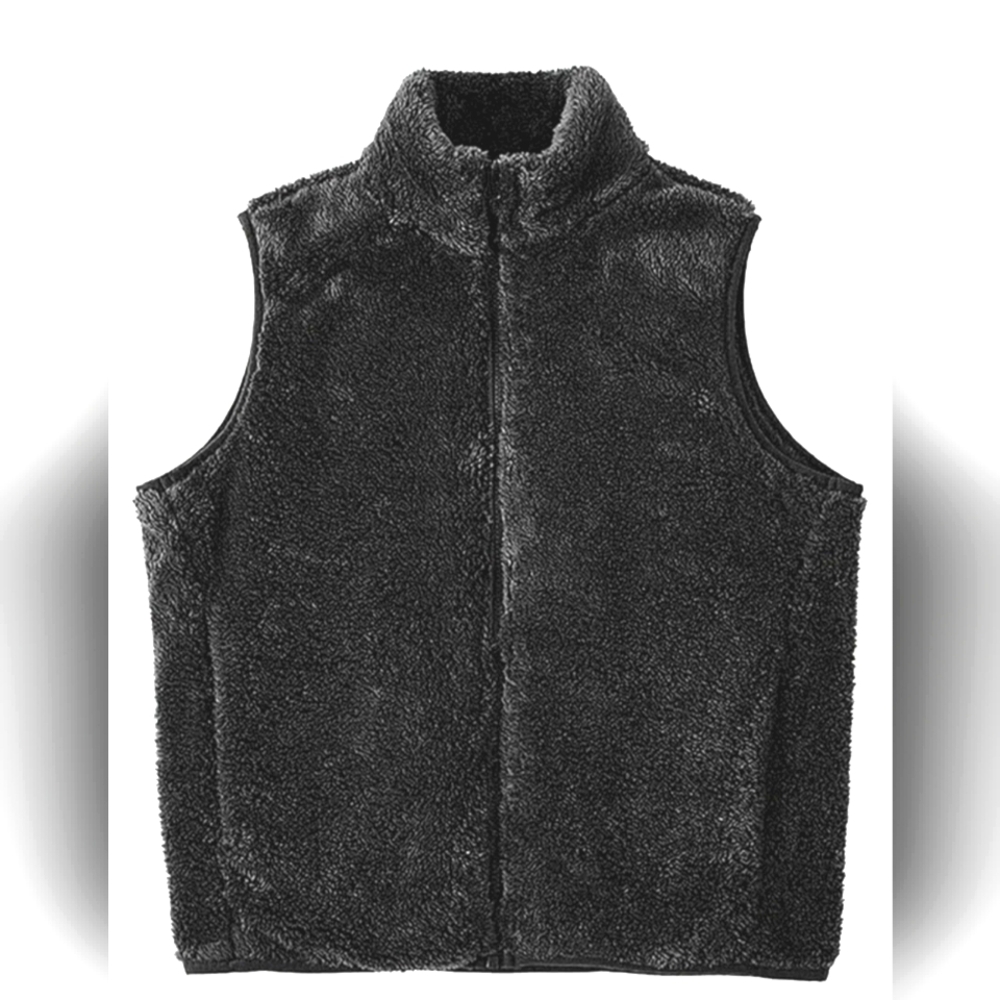 Women's Casual Identity Fleece‎ Vest Collar Simple Solid Color Size Small